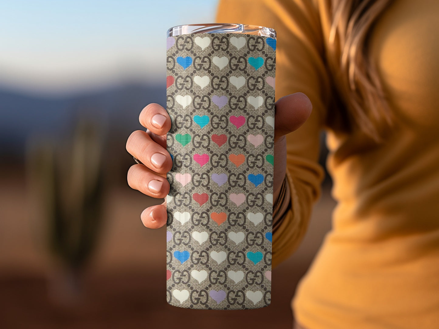 Colorful Heart Pattern Insulated Travel Tumbler Cup