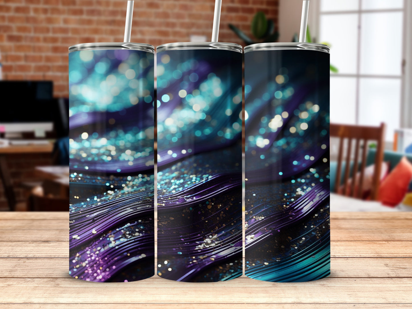 Vibrant Bokeh Glitter Swirl Abstract Pattern Blue Purple Teal product type
