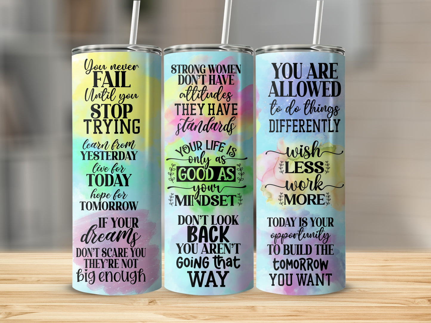 Inspirational Quote Tumblers with Affirmations Set