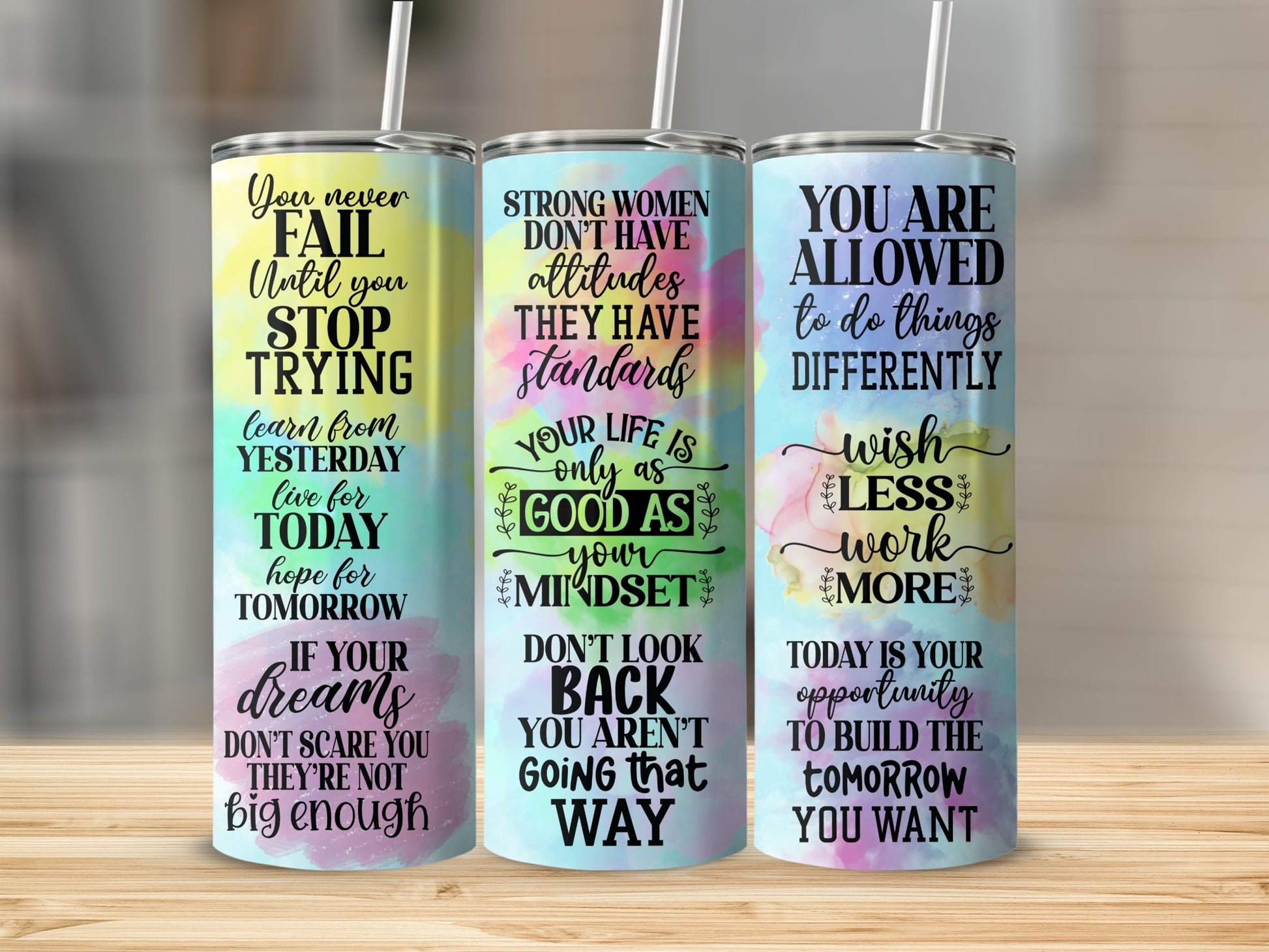 Inspirational Quote Tumblers with Affirmations Set