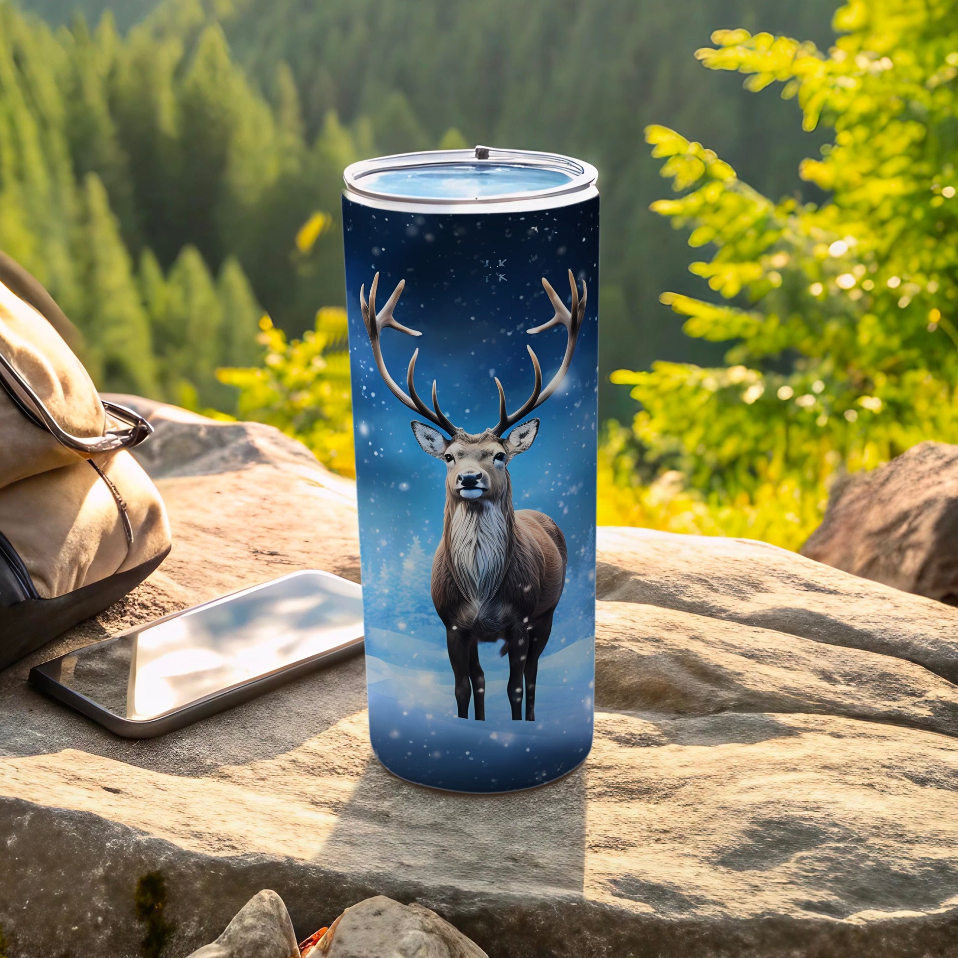 Majestic Deer in Forest Stainless Steel Tumbler