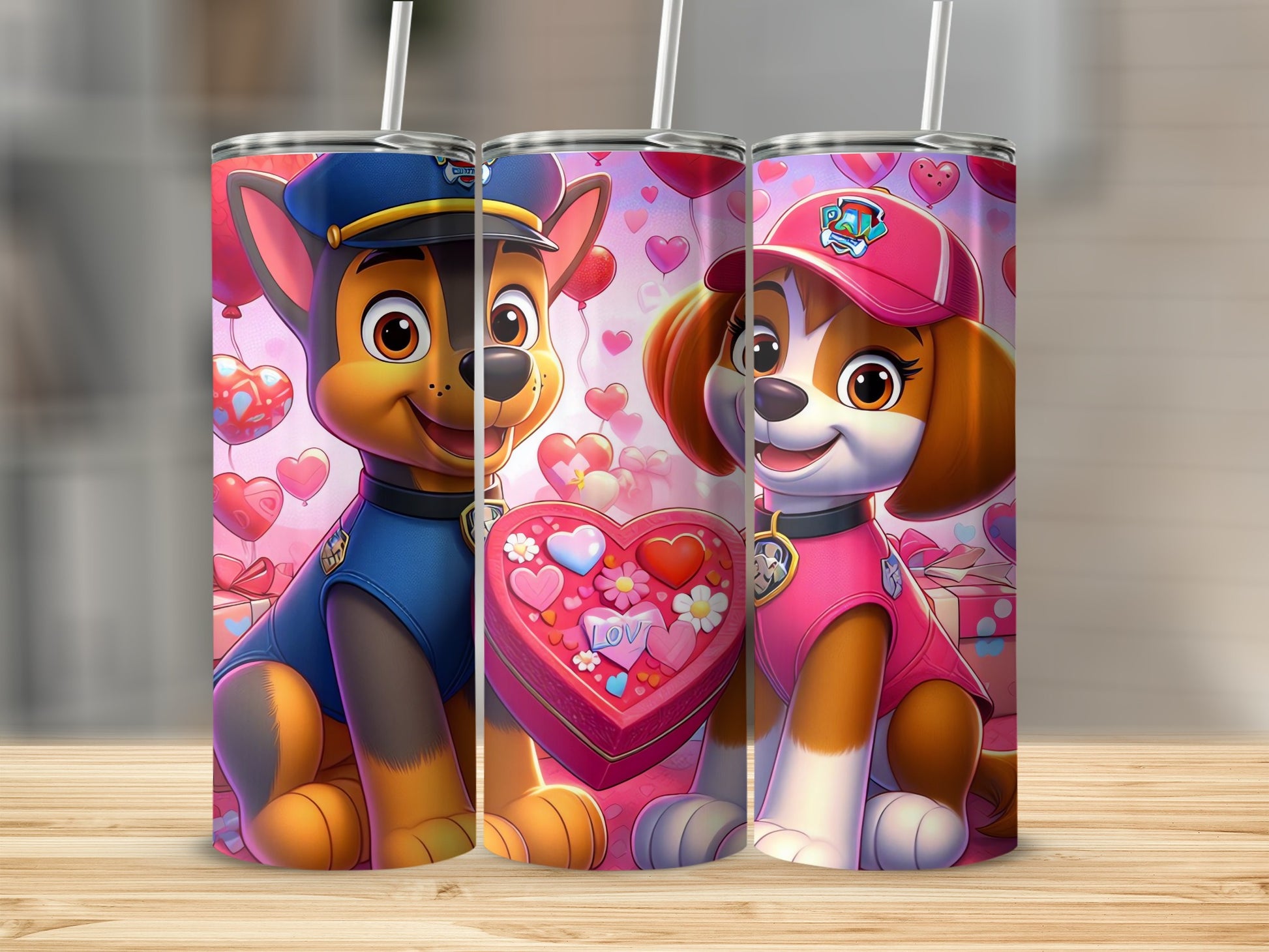 Cute Valentine's Day Themed Animal Characters Tumbler Cup