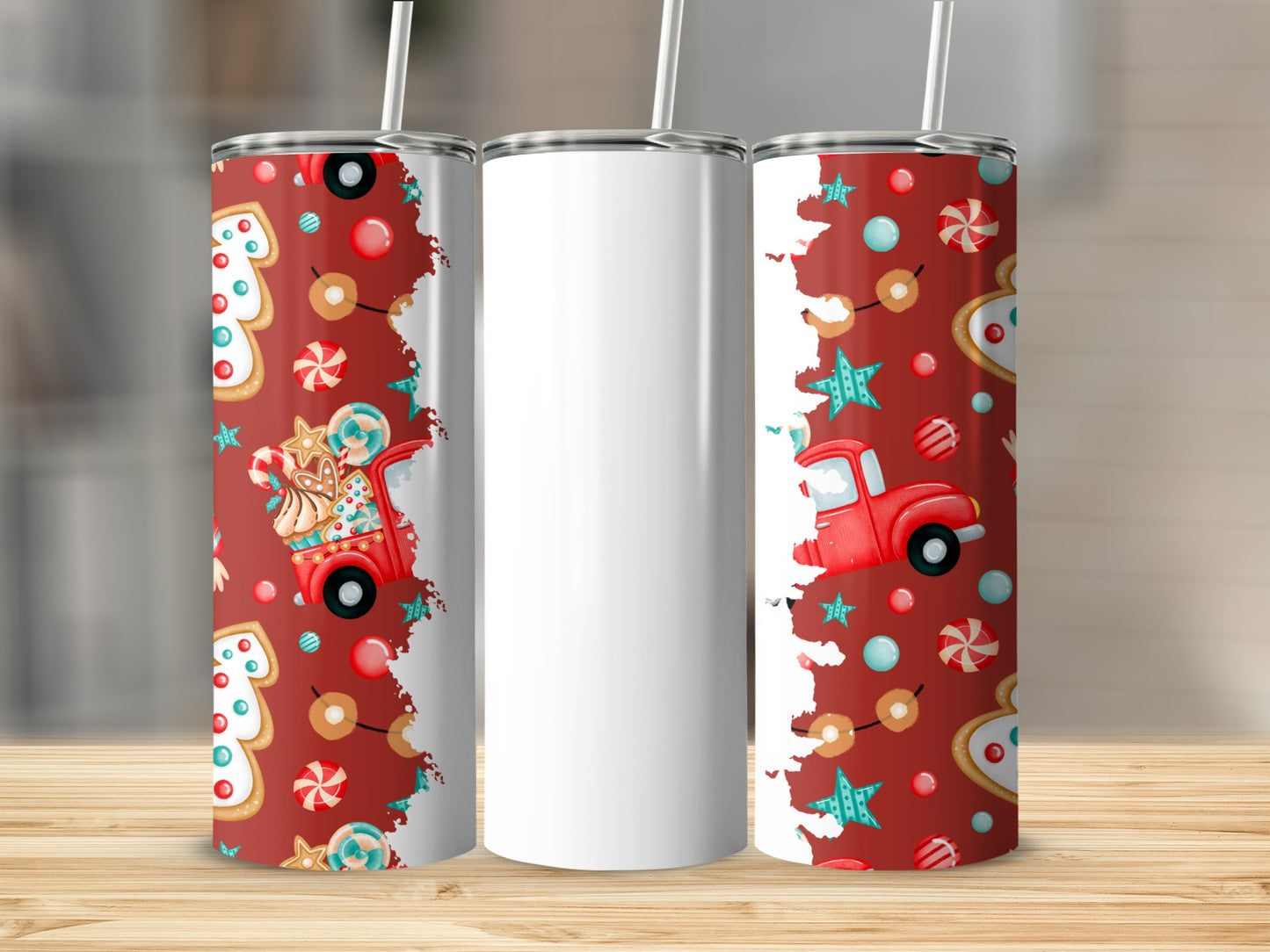 Festive Holiday Red Themed Illustrated Tumbler Product