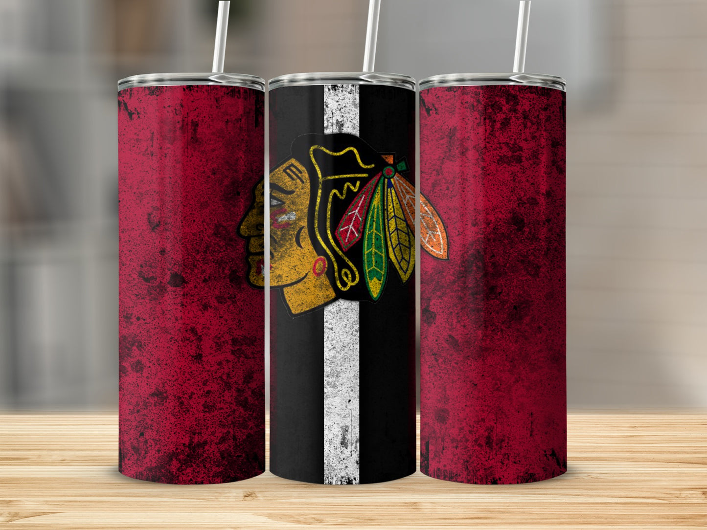 Vintage Black Red Team Logo Tumbler