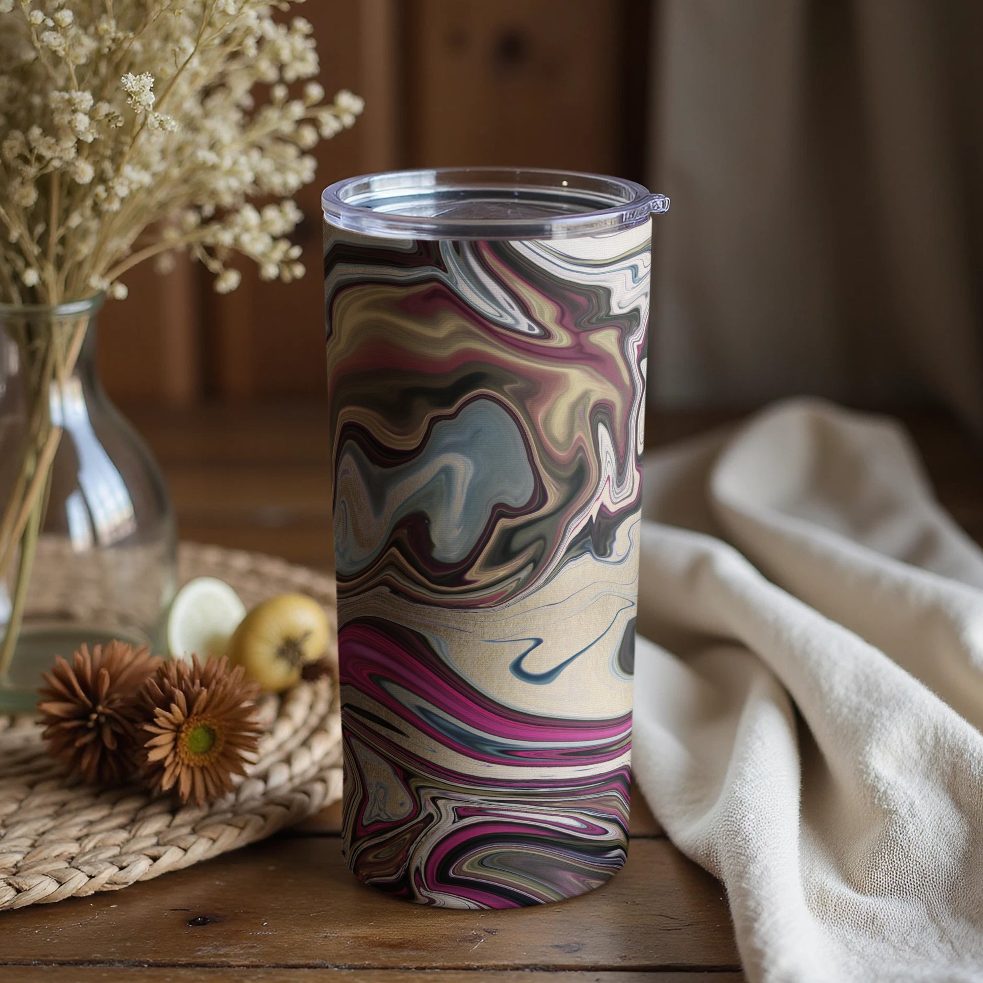 Marble Swirl Artistic Travel Tumbler For Daily Use