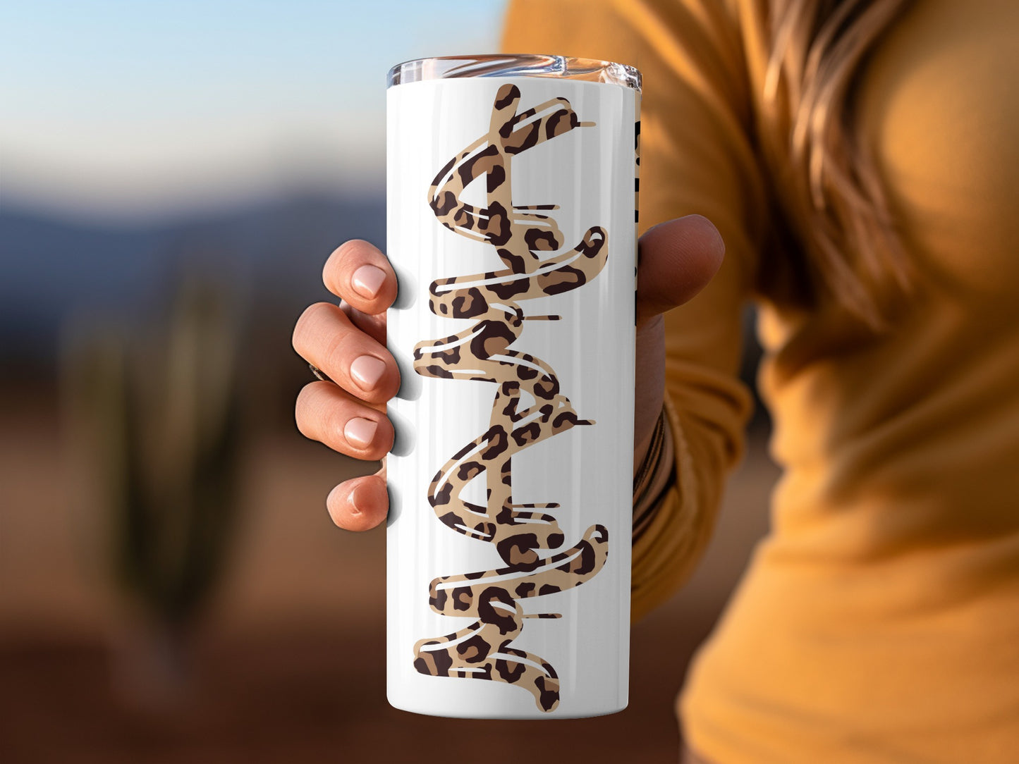 Leopard Print Happy Skinny Tumbler Travel Mug Cup