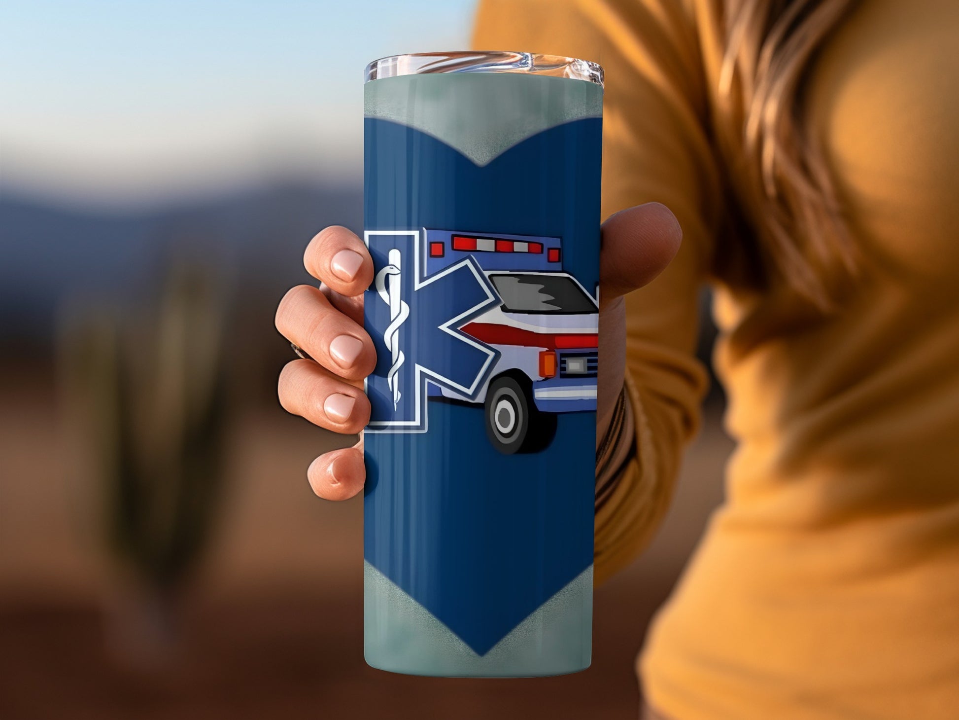 Ambulance with Medical Symbol Travel Tumbler Cup