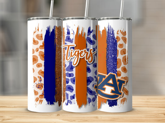 Auburn University Tigers Vertical Brush Stroke Design Tumblers