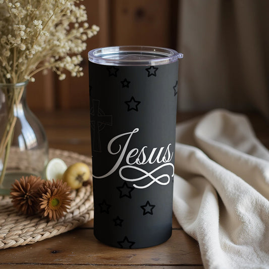 Jesus Stars Design Black Tumbler for Inspirational Drinkware