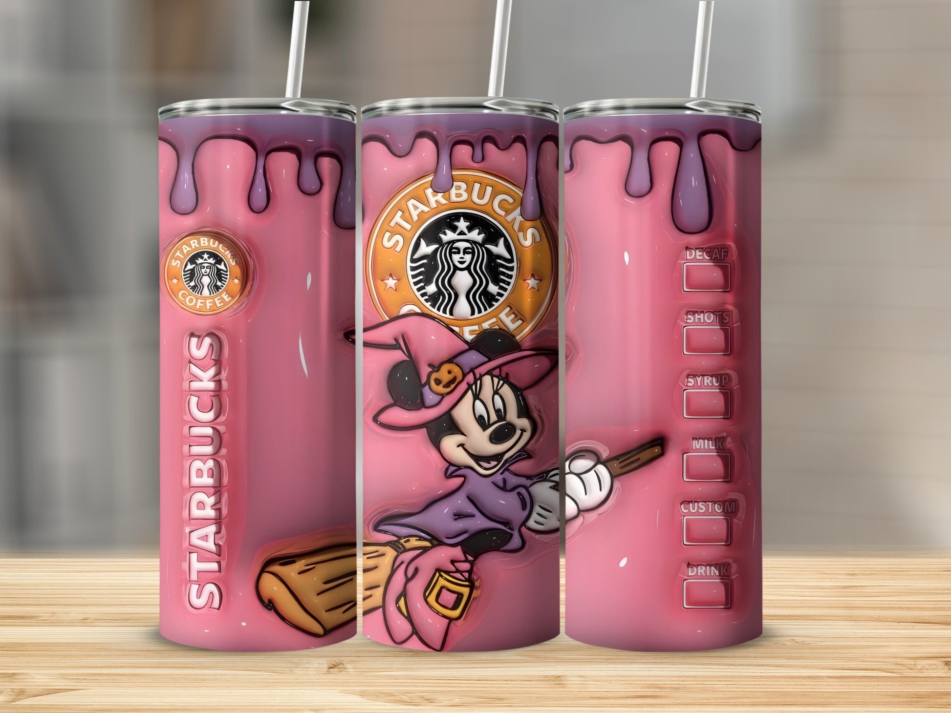 Cute Witchy Minnie Mouse Starbucks Tumbler Design
