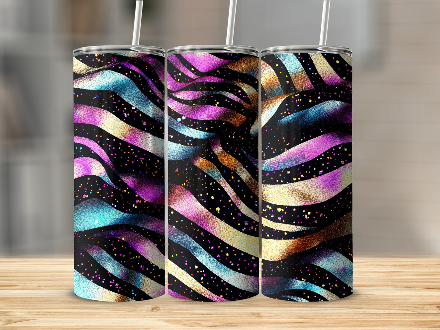 Colorful Dotted Wave Pattern Skinny Tumbler