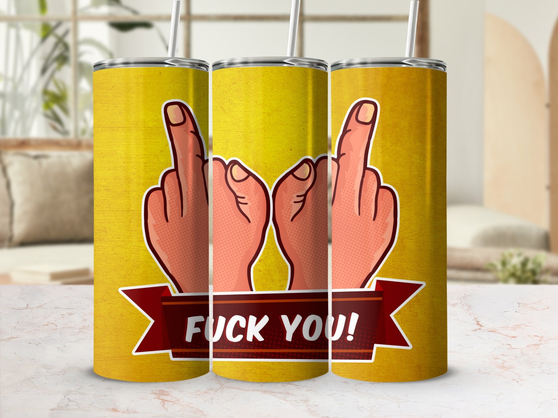 Bold Middle Finger Fuck You Insult Tumbler Cup