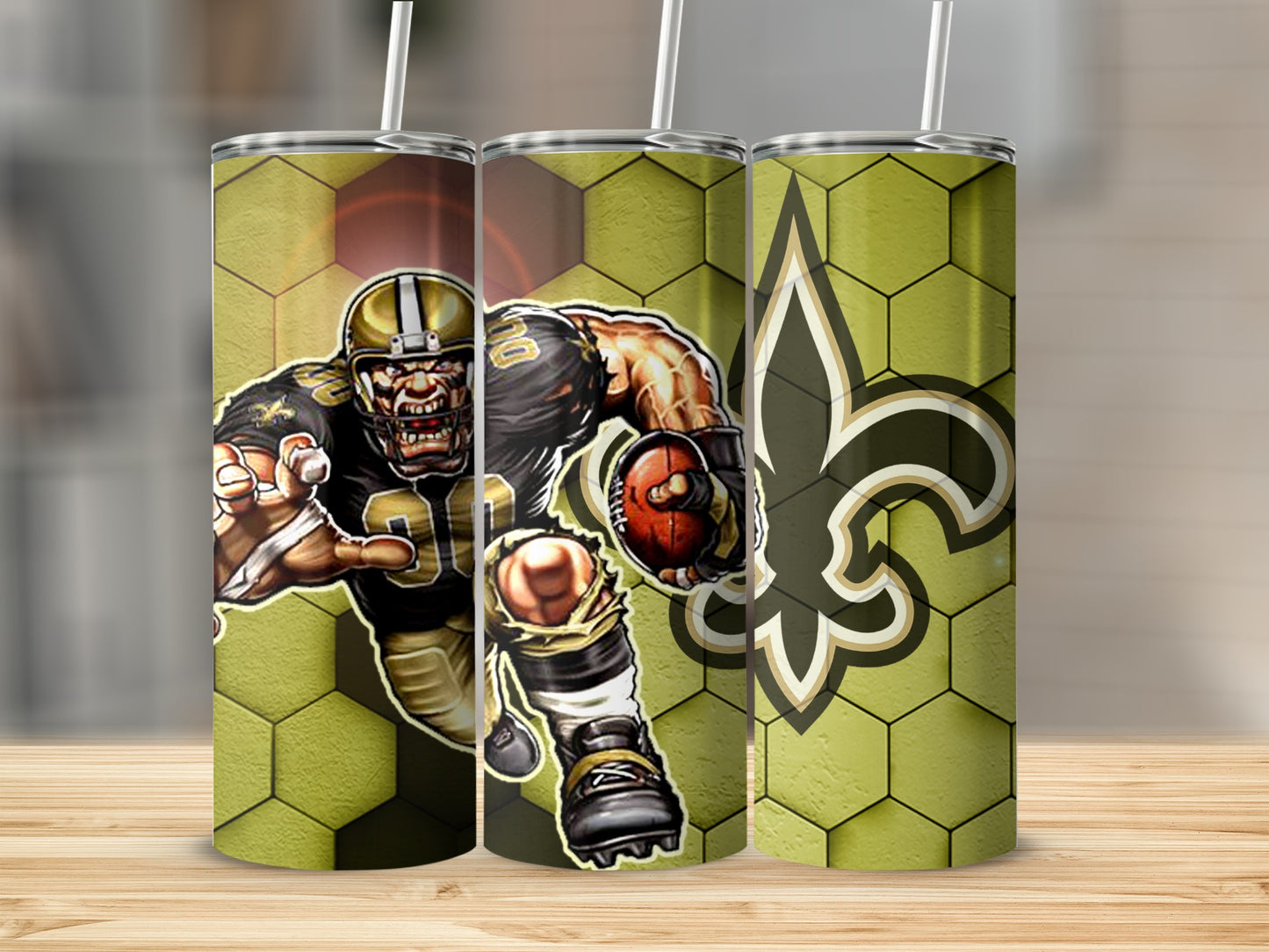 Fierce Football Player and Logo Tumbler Design