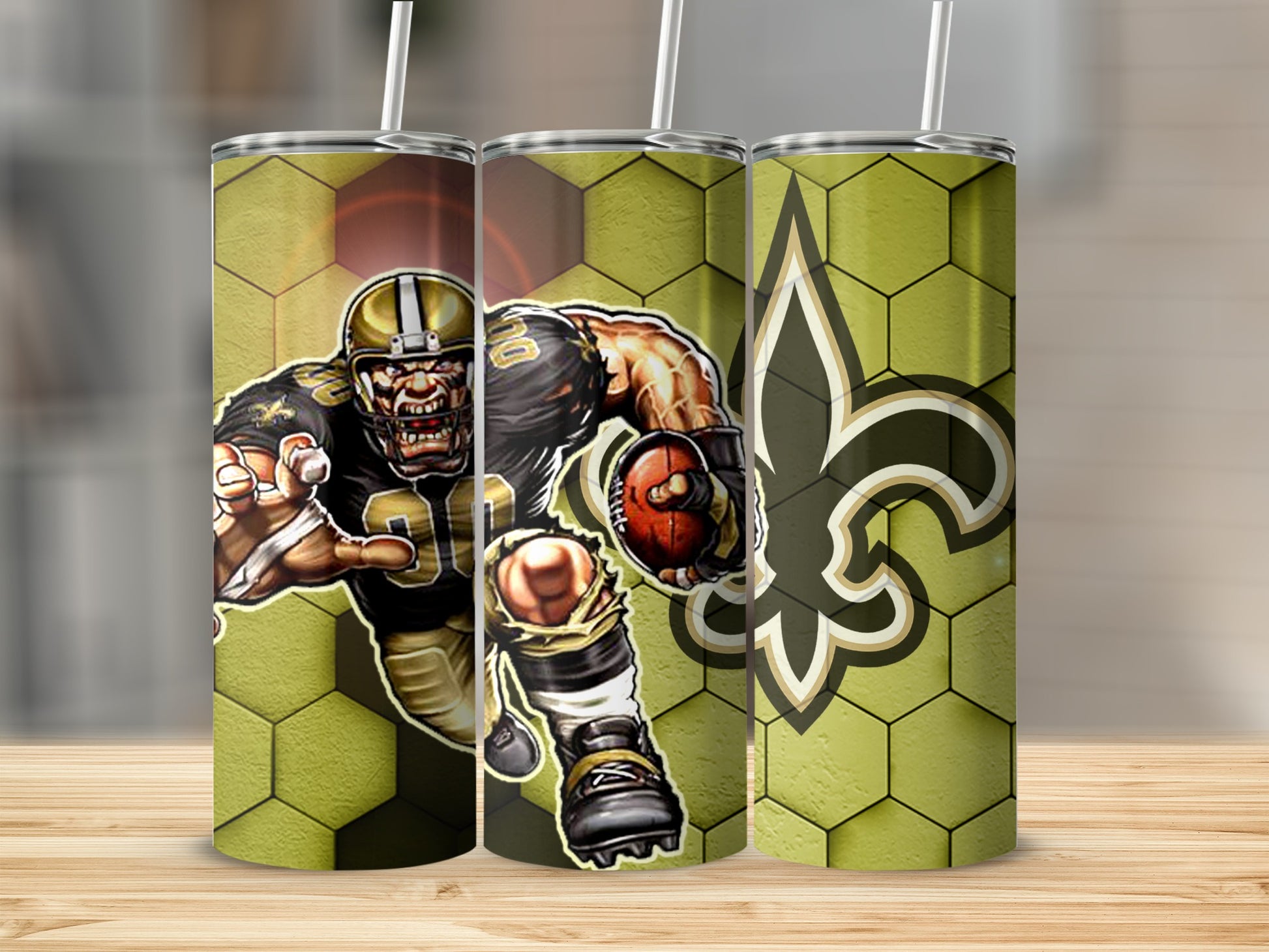 Fierce Football Player and Logo Tumbler Design