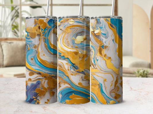 Abstract Gold Blue White Swirl Pattern Tumbler product type