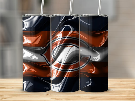 Artistic Abstract Team Design in Orange and Blue Tumblers