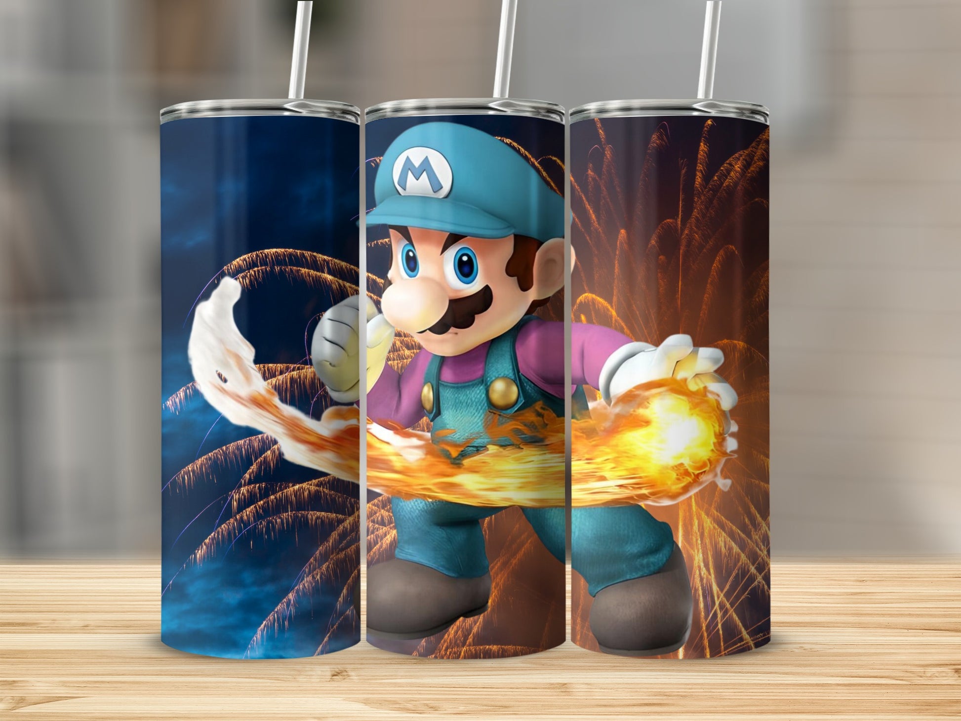 Vibrant Fire-Wielding Character Design Tumbler Flask