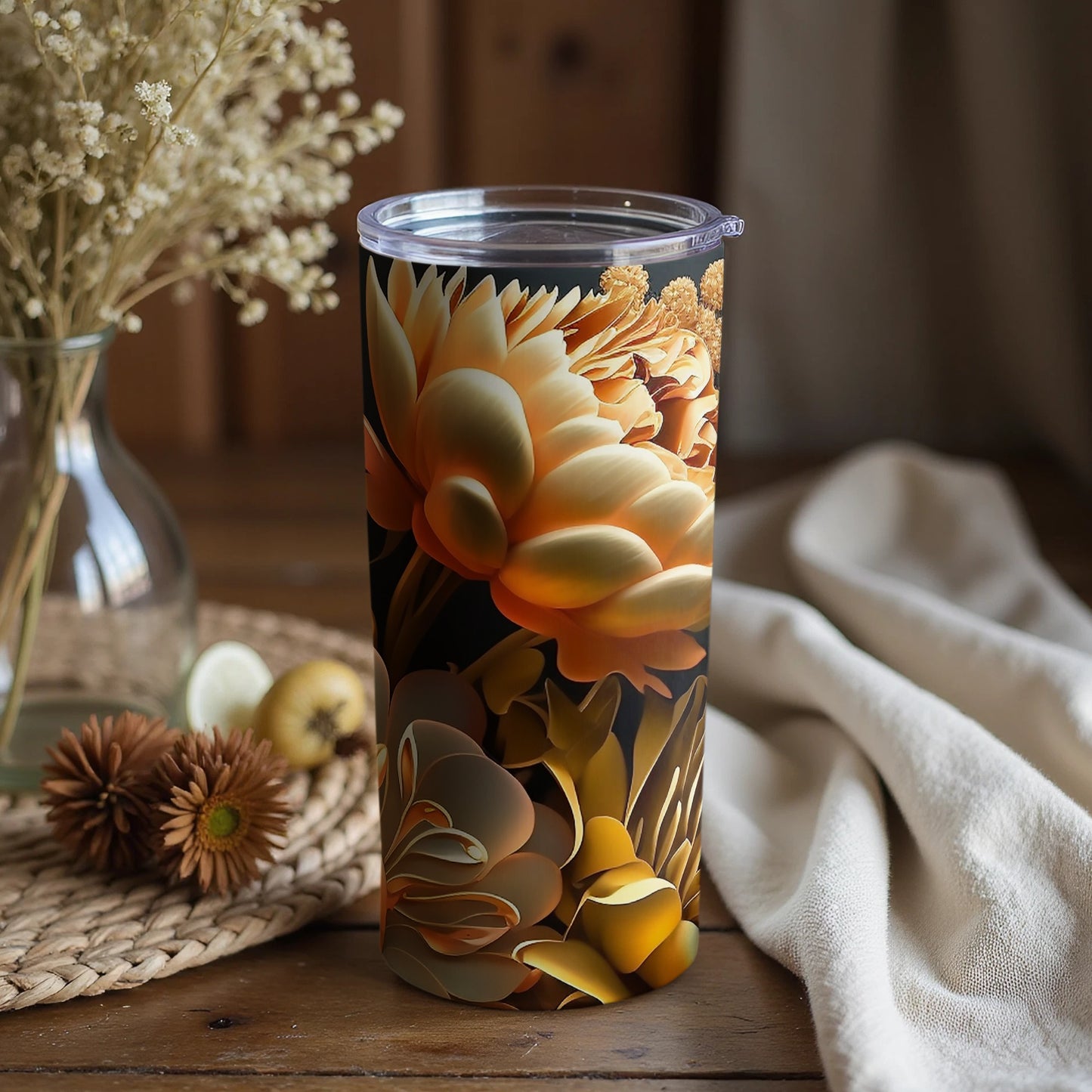 Vibrant Floral Print Insulated Tumbler Cup Gift