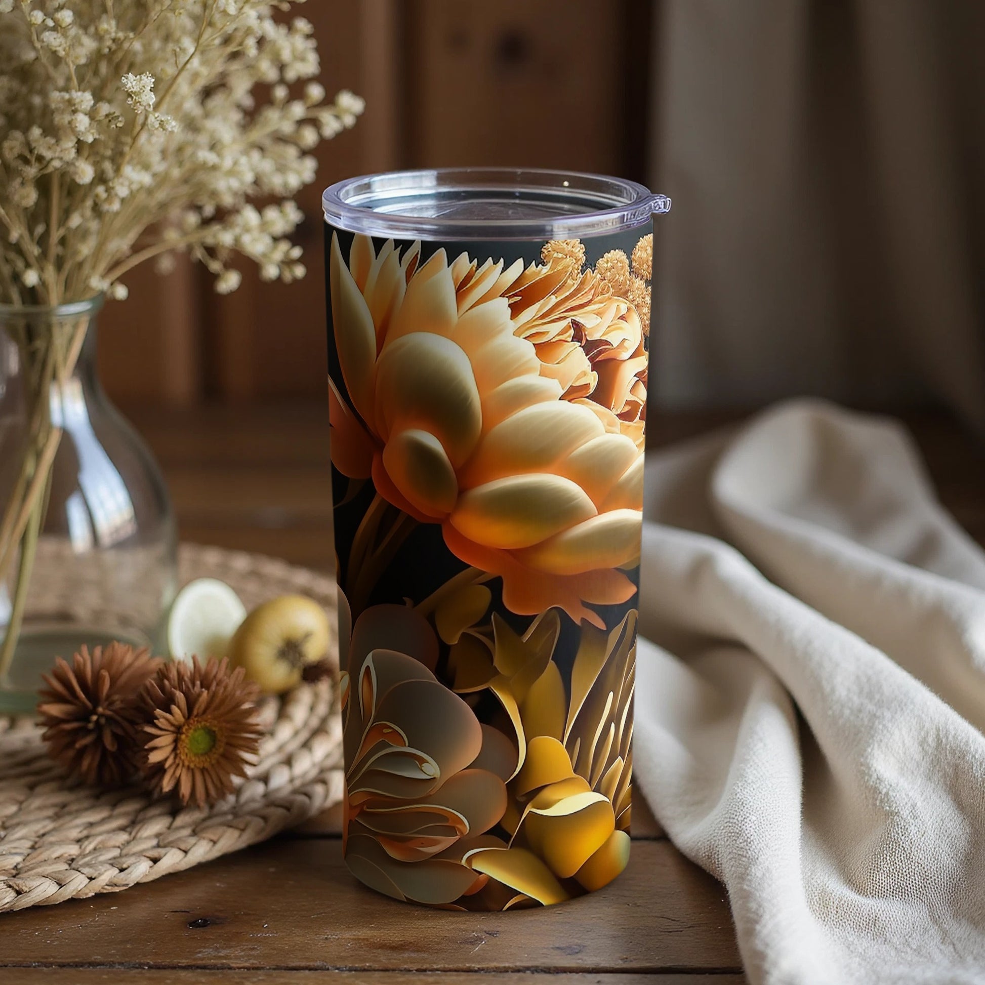 Vibrant Floral Print Insulated Tumbler Cup Gift