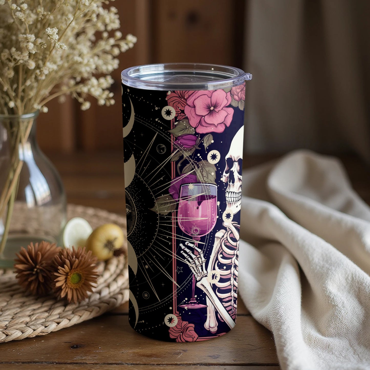 Astronaut Skeleton with Wine Tumbler Design Product