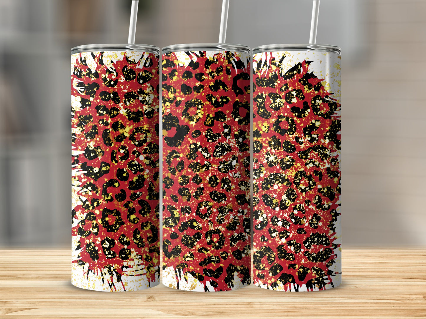 Bold Abstract Leopard Print Tumbler Set for Stylish Hydration