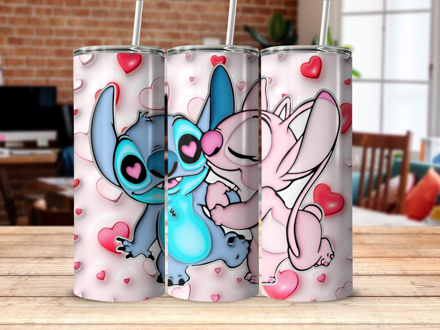 Cute Cartoon Characters Design with Hearts Tumbler