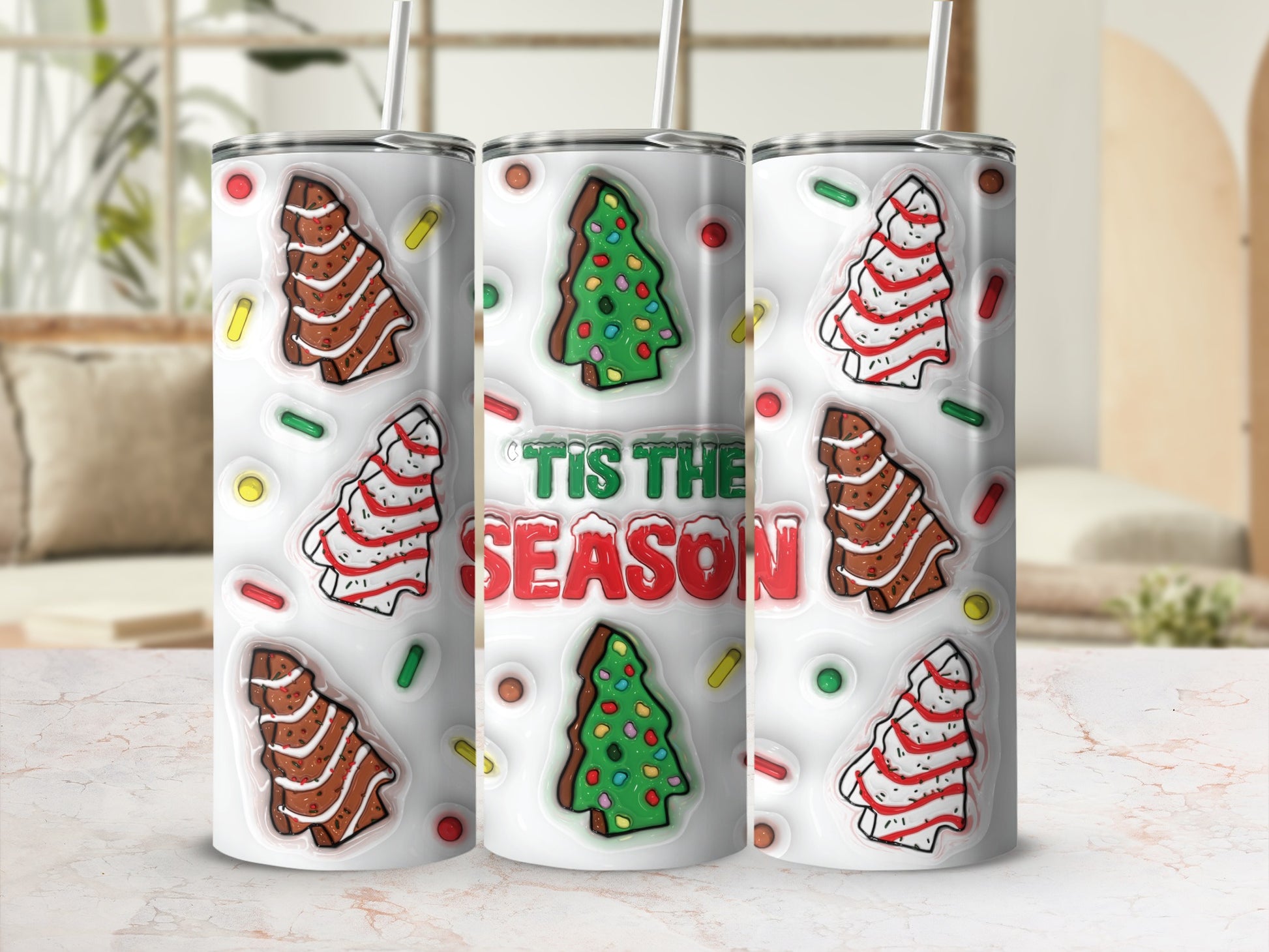 'Tis The Season Christmas Tree Theme Tumbler