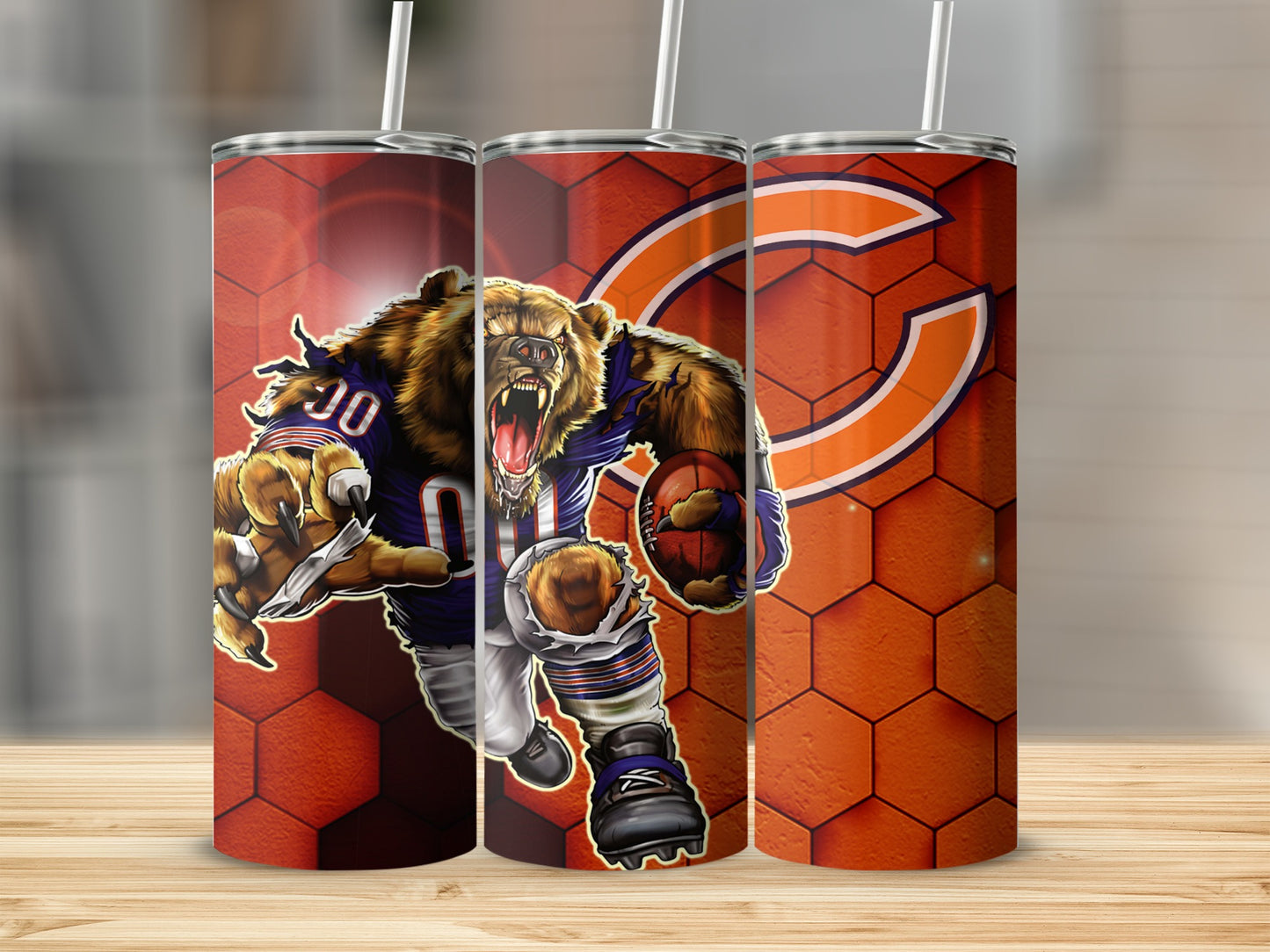 Bear In Jersey Holding Ball With C Background Tumblers