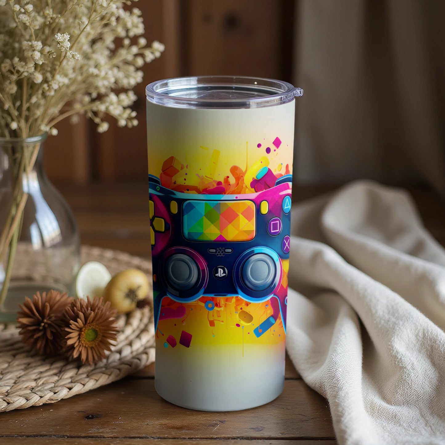 Colorful Gaming Controller Themed Tumbler