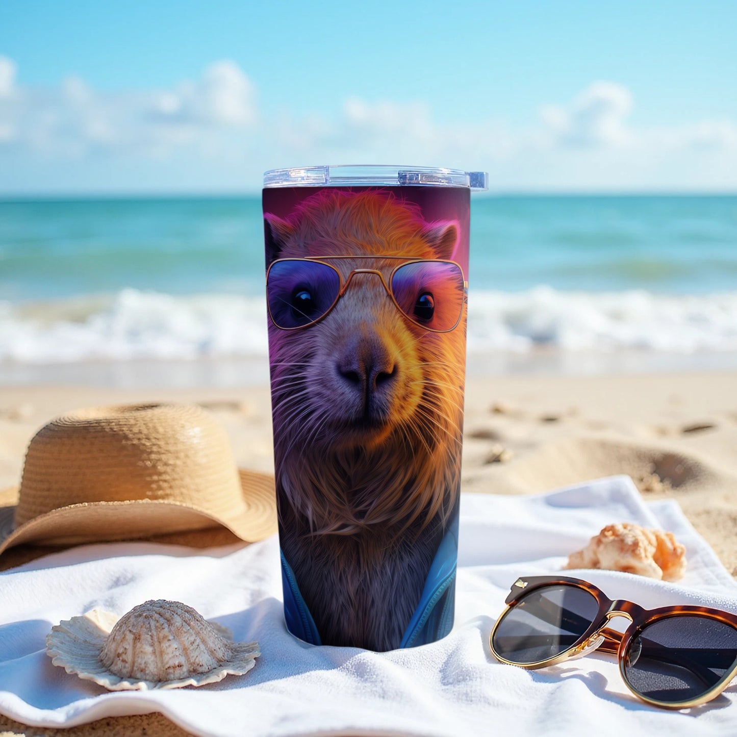 Cool Capybara Sunglasses Beach Scene Tumbler product type
Capybara
Sunglasses
Beach Scene
Ocean View
Summer Vibes
Animal Art
Cute Capybara
Drinkware
Tumbler
Travel Cup
Vacation Gear
Tropical Design
Cool Animal
Wildlife Print
Beach Day
Sunny Design
Capybara Lover
Unique Tumbler
Insulated Cup
Portable Drink
