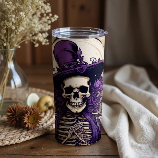 Vintage Skeleton with Purple Hat Tumbler Product
