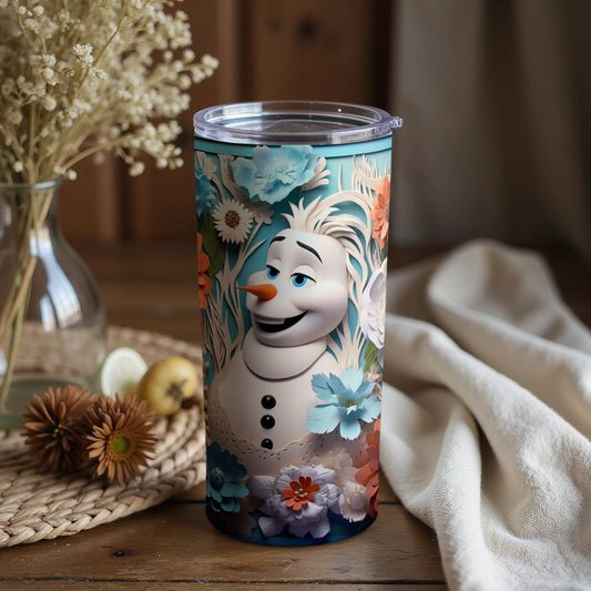 Floral Olaf Tumbler with Cheerful Expressions