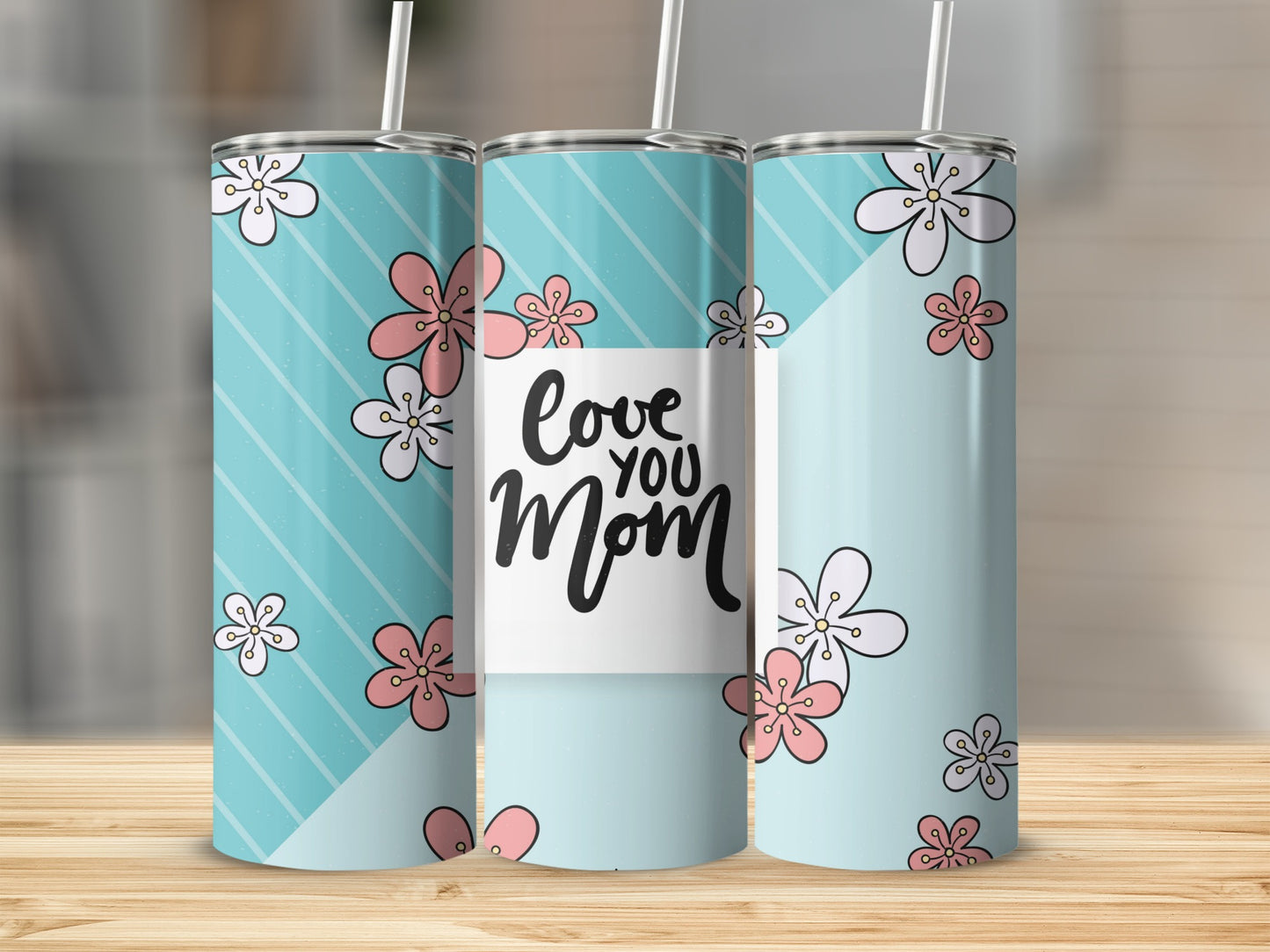 Love You Mom Floral Design Custom Tumbler Product