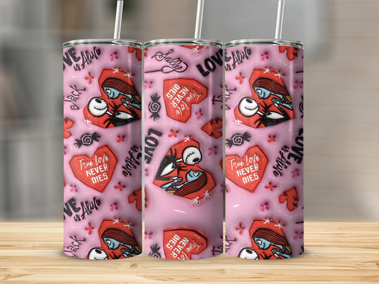 Cartoon Love Never Dies Pink Themed Tumbler Product