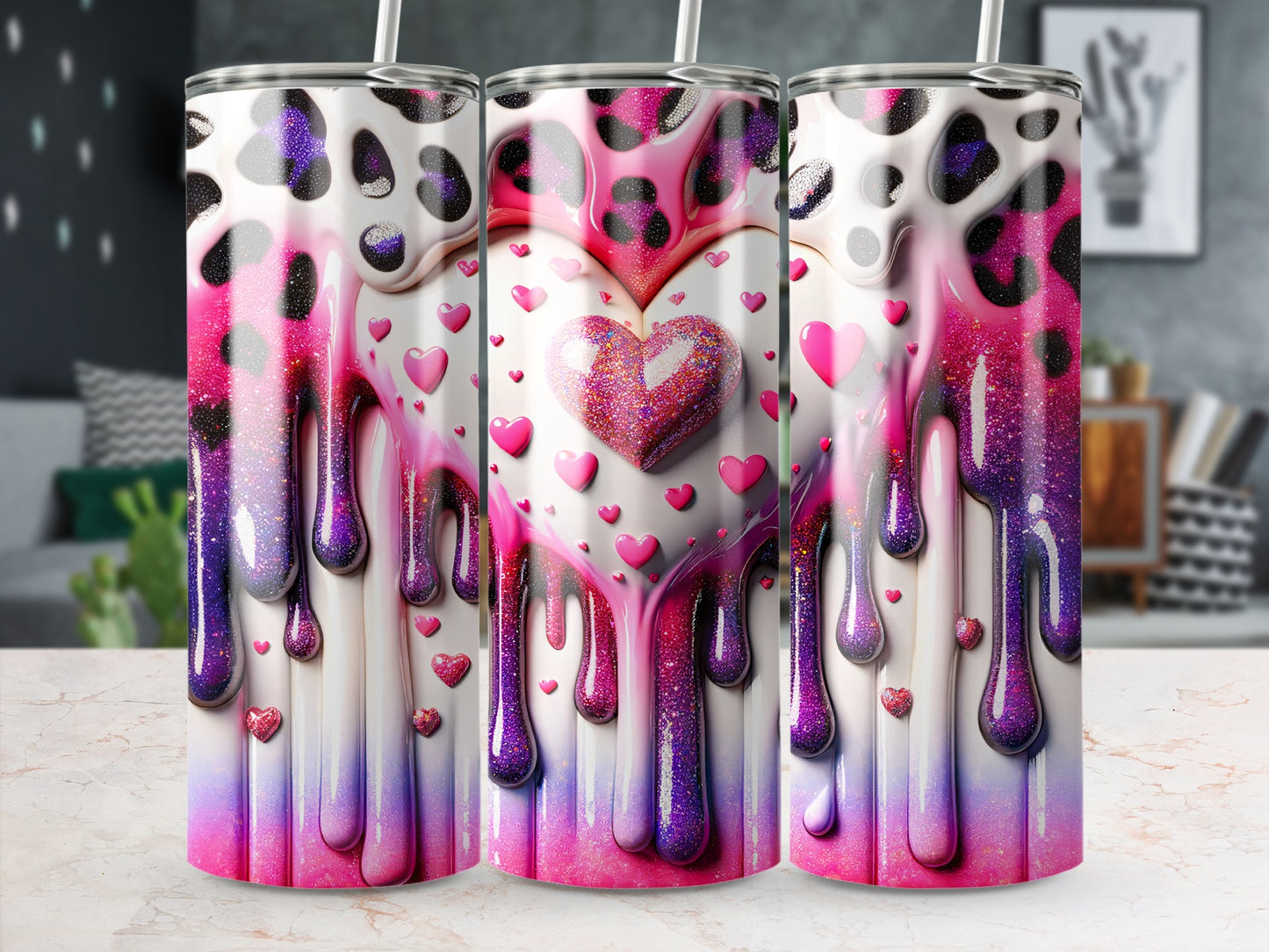 Dripping Heart With Spots Valentine's Day! Dripping Heart Valentine's Day Graphic Design Tumblers