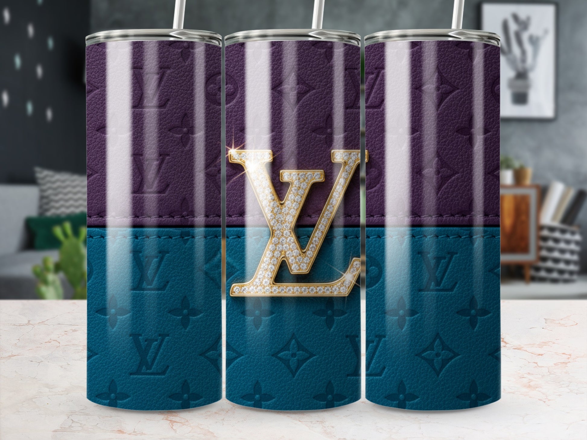 Elegant Dual-Tone Monogram with Gold Detail Tumbler