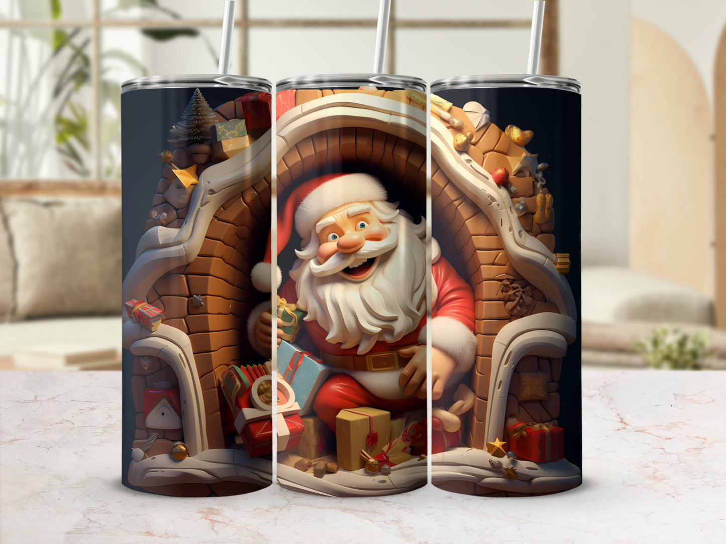 Festive Santa Claus Design Wrapped Tumbler Cup