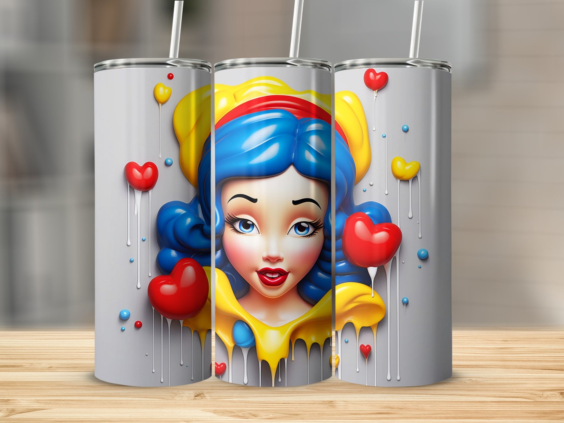 Vibrant Character Tumbler with Heart Accents Flask