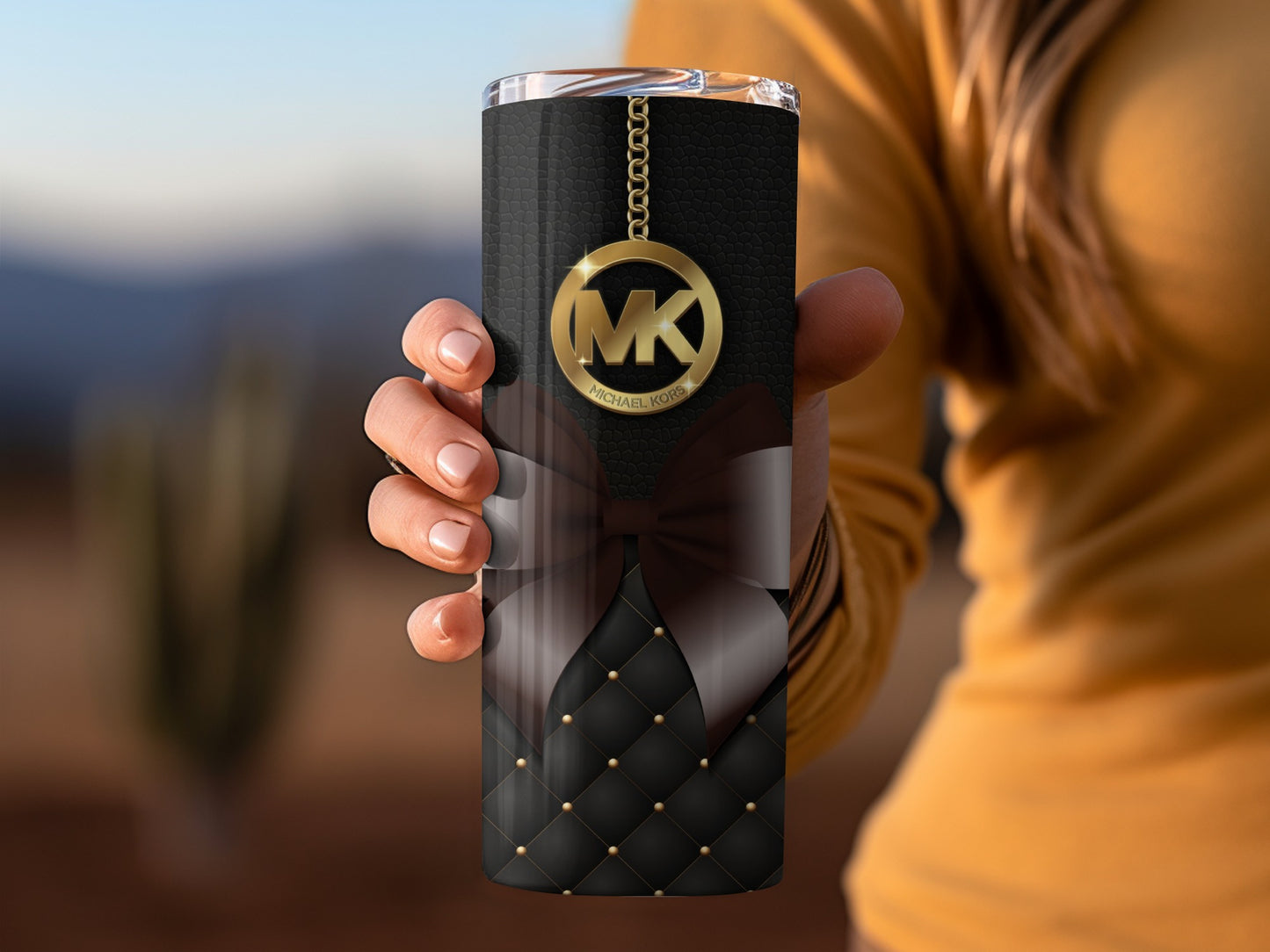 Stylish Black and Gold MK Insulated Tumbler Cup