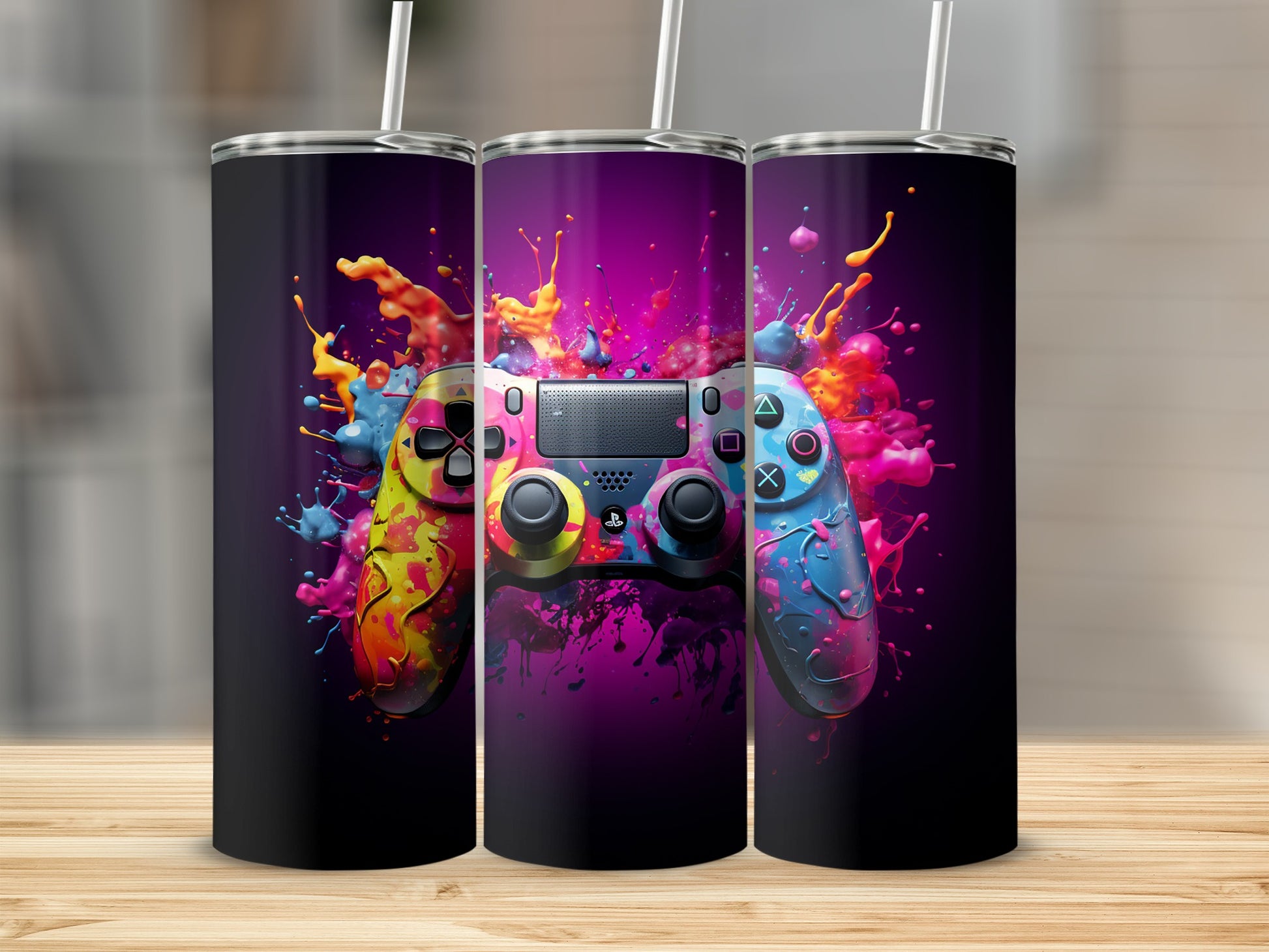 Splash Art Game Controller Design Tumbler Cup Product