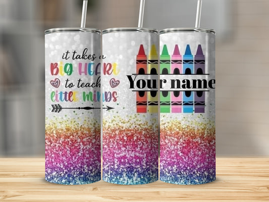 Personalized Teaching Quote Colorful Crayon Tumbler