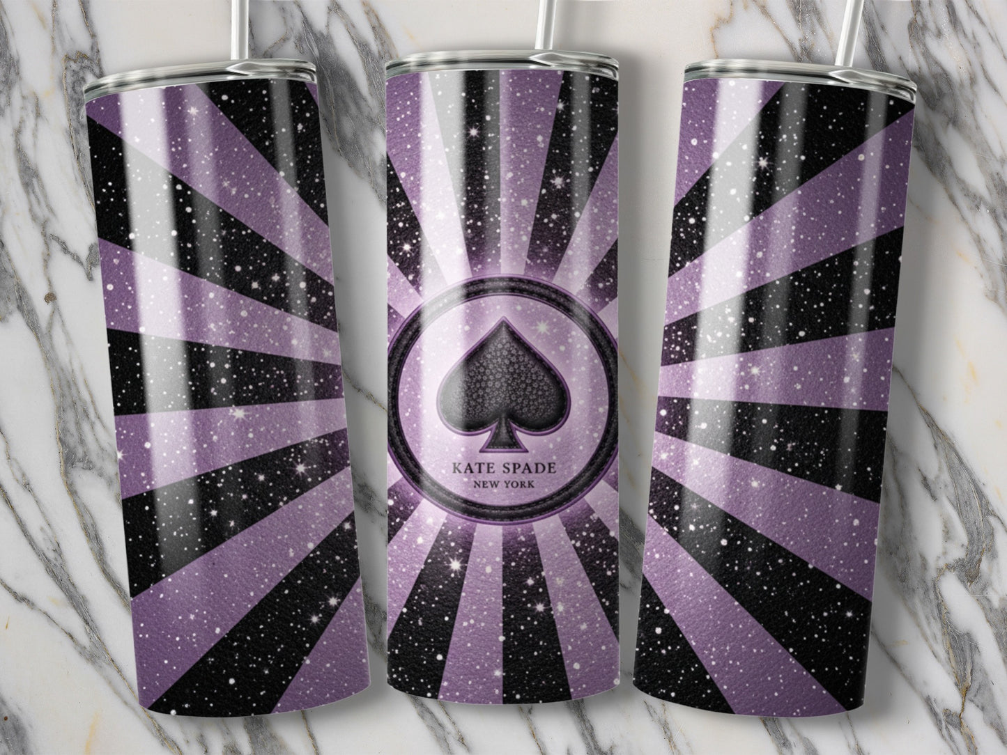 Kate Spade Inspired  New York Spade Purple And Black Tumblers