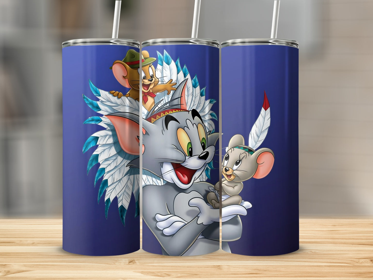 Tom and Jerry Native American Themed Tumbler