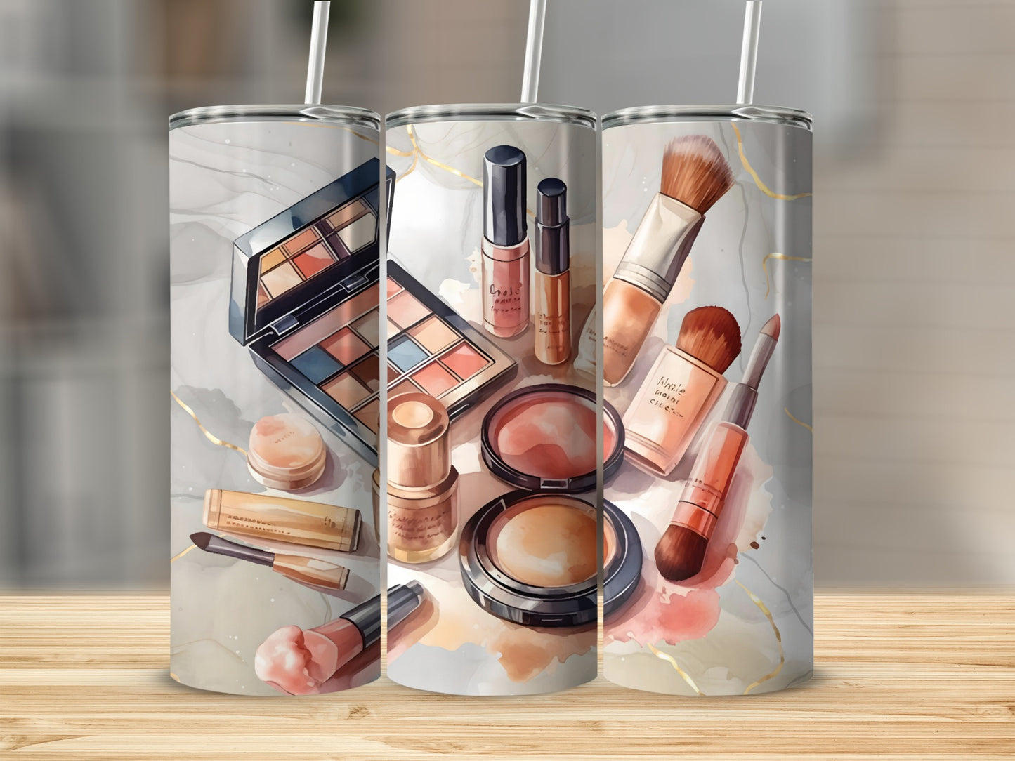 Beautiful Cosmetic Design Tumbler With Makeup Graphics