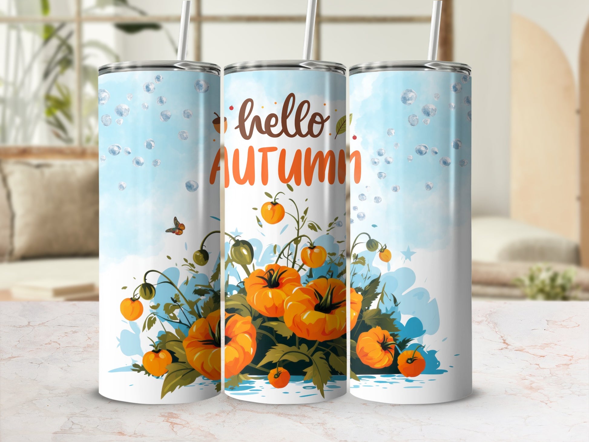 Hello Autumn Pumpkin Tumbler Festive Drinkware