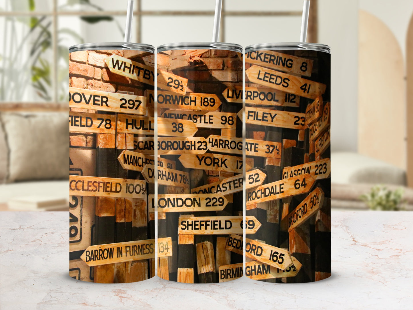 UK City Destination Travel Signposts Tumbler product type