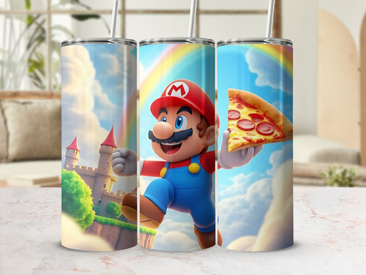 Colorful Cartoon Character and Pizza Decorative Tumbler
