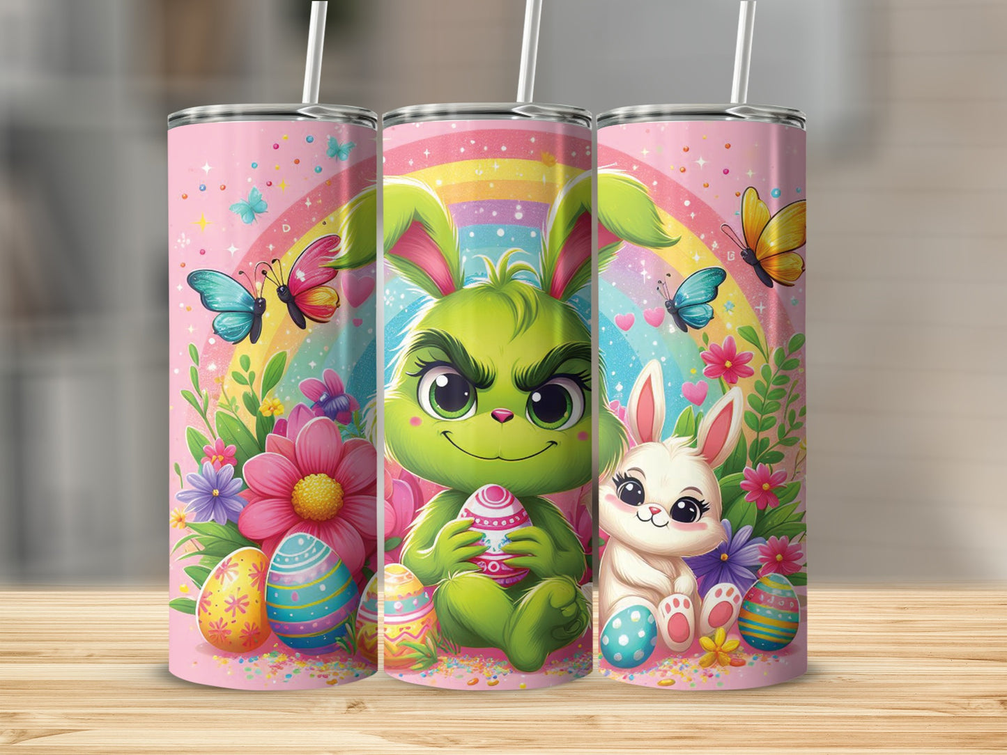 Green Bunny White Bunny Easter Rainbow Tumbler product type
