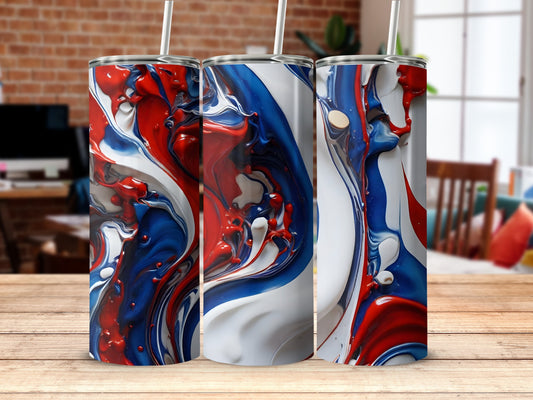 Red White Blue Swirl Abstract Art Patriotic Tumbler product type