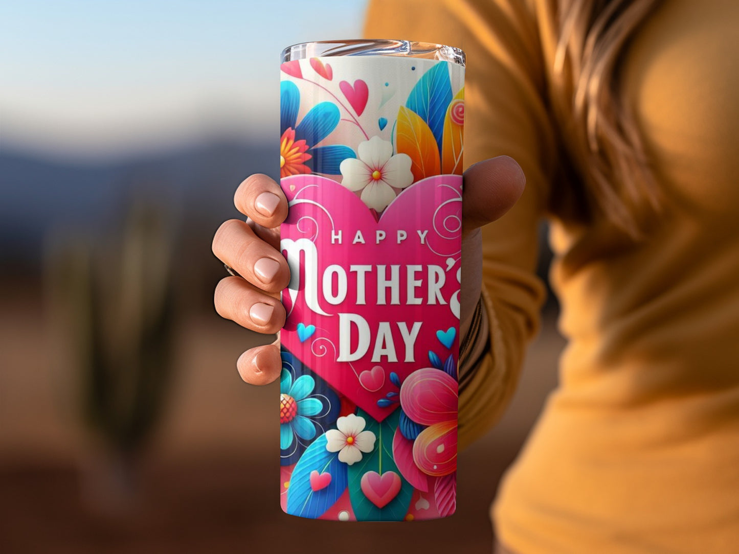 Happy Mother's Day with Flowers and Hearts Tumblers